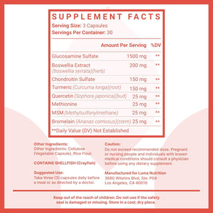 Luma Nutrition Glucosamine Chondroitin MSM 90 Capsulas