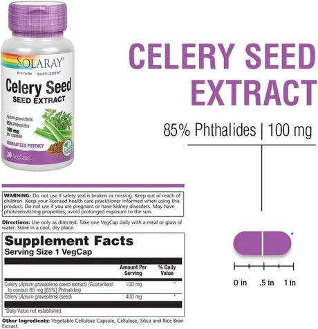 SOLARAY - SOLARAY Celery Seed Extract 100Mg. 30 Capsulas - The Red Vitamin MX - Suplementos Alimenticios - {{ shop.shopifyCountryName }}