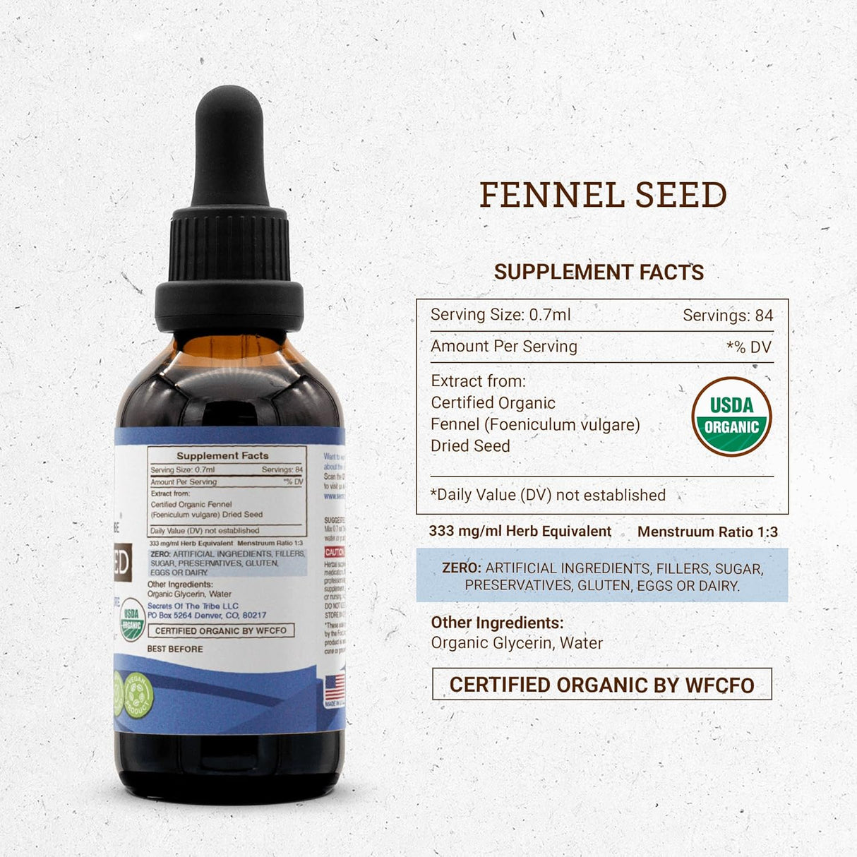 Secrets of the Tribe Fennel Seed Tincture Alcohol-Free Extract 2 Fl.Oz.