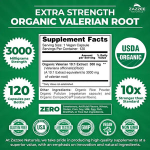ZAZZEE NATURALS - Zazzee USDA Organic Valerian Root 10:1 Extract 120 Capsulas - The Red Vitamin MX - Suplementos Alimenticios - {{ shop.shopifyCountryName }}