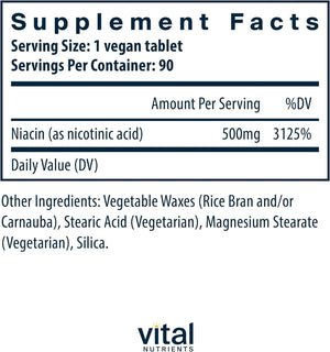 VITAL NUTRIENTS - Vital Nutrients Niacin 500Mg. 90 Tabletas - The Red Vitamin MX - Suplementos Alimenticios - {{ shop.shopifyCountryName }}