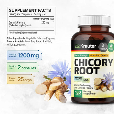 BIOKRAUTER - BIO KRAUTER Chicory Fiber Supplement 100 Capsulas - The Red Vitamin MX - Suplementos Alimenticios - {{ shop.shopifyCountryName }}