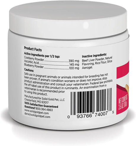 SOLID GOLD - Solid Gold Cat & Dog Vitamins for UTI 100Gr. - The Red Vitamin MX - Salud De Tracto Urinario Para Perros - {{ shop.shopifyCountryName }}