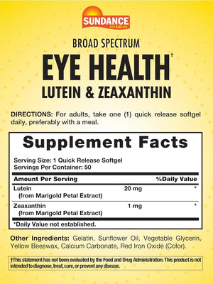 SUNDANCE - Sundance Eye Health Lutein and Zeaxanthin 50 Capsulas Blandas - The Red Vitamin MX - Suplementos Alimenticios - {{ shop.shopifyCountryName }}