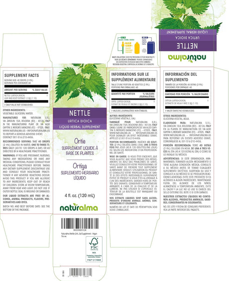 Naturalma Nettle Leaf and Root Alcohol-Free Tincture 4 Fl.Oz.