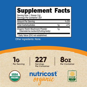 NUTRICOST - Nutricost Organic Reishi Mushroom Powder 227Gr. - The Red Vitamin MX - Suplementos Alimenticios - {{ shop.shopifyCountryName }}
