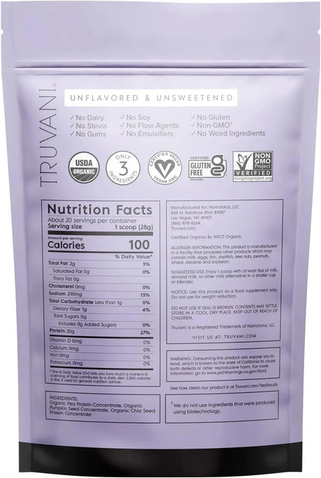 TRUVANI - Truvani Vegan Pea Protein Powder Unflavored 560Gr. - The Red Vitamin MX - Suplementos Alimenticios - {{ shop.shopifyCountryName }}