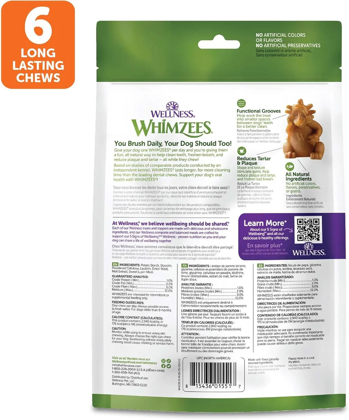 WELLNESS WHIMZEES - Wellness WHIMZEES Hedgehog Dog Dental Treats Large Size 6 Piezas - The Red Vitamin MX - Cuidado Dental Para Perros - {{ shop.shopifyCountryName }}
