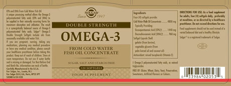 SOLGAR - Solgar Double Strength Omega-3 700Mg. 120 Capsulas Blandas - The Red Vitamin MX - Suplementos Alimenticios - {{ shop.shopifyCountryName }}