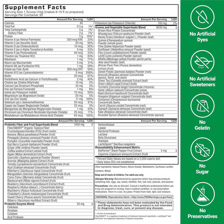 FORCE FACTOR - Force Factor Smarter Greens Superfoods Powder 30 Servicios 374Gr. - The Red Vitamin MX - Suplementos Alimenticios - {{ shop.shopifyCountryName }}