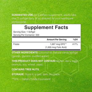 DEAL SUPPLEMENT - Deal Supplement Folic Acid 1000mcg 500 Capsulas Blandas - The Red Vitamin MX - Suplementos Alimenticios - {{ shop.shopifyCountryName }}