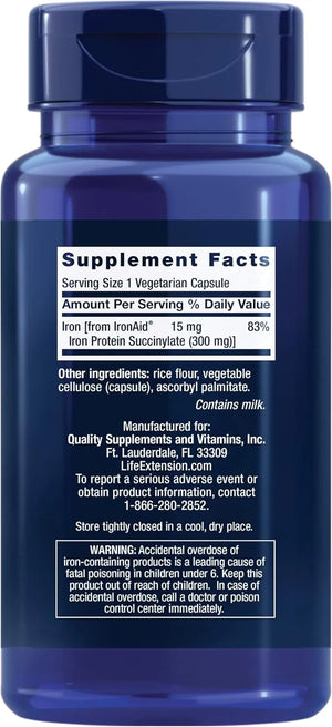 LIFE EXTENSION - Life Extension Iron Protein Plus 100 Capsulas - The Red Vitamin MX - Suplementos Alimenticios - {{ shop.shopifyCountryName }}