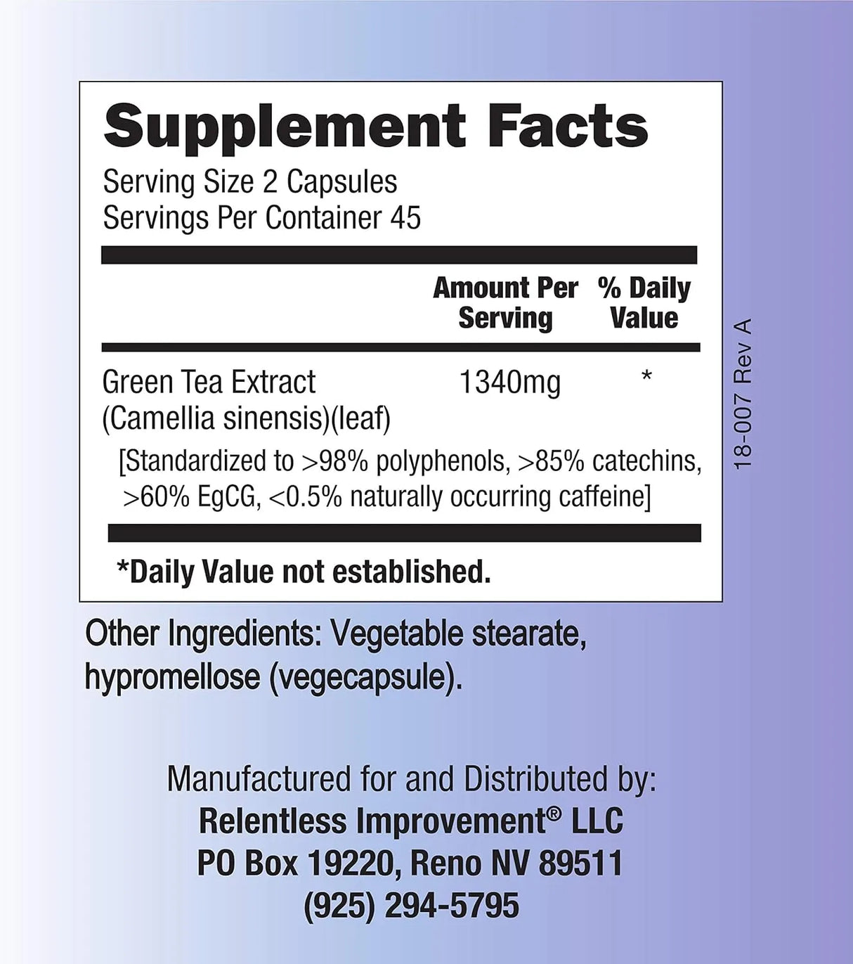 RELENTLESS IMPROVEMENT - Relentless Improvement EGCG Green Tea Extract 90 Capsulas - The Red Vitamin MX - Suplementos Alimenticios - {{ shop.shopifyCountryName }}