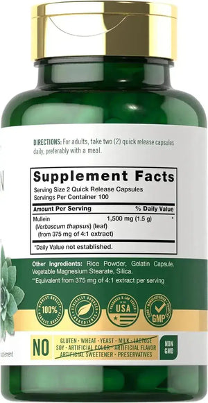 CARLYLE - Carlyle Mullein Leaf Extract 1500Mg. 200 Capsulas - The Red Vitamin MX - Suplementos Alimenticios - {{ shop.shopifyCountryName }}