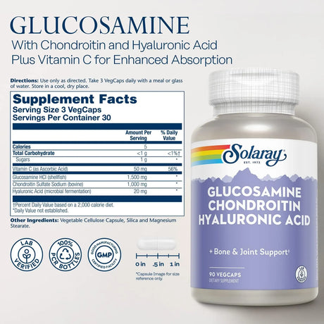 SOLARAY - SOLARAY Glucosamine Chondroitin Hyaluronic Acid 90 Capsulas - The Red Vitamin MX - Suplementos Alimenticios - {{ shop.shopifyCountryName }}