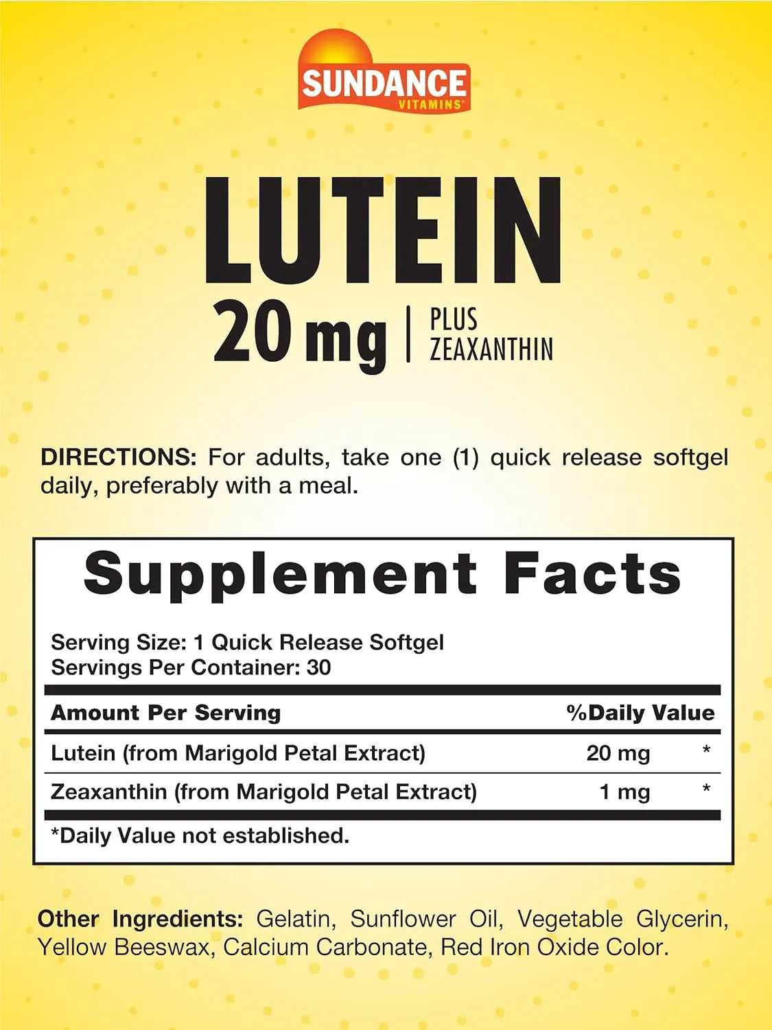 SUNDANCE - Sundance Lutein 20Mg. with Zeaxanthin 30 Capsulas Blandas - The Red Vitamin MX - Suplementos Alimenticios - {{ shop.shopifyCountryName }}