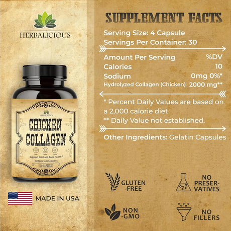 HERBALICIOUS - HERBALICIOUS Chicken Collagen 120 Capsulas - The Red Vitamin MX - Suplementos Alimenticios - {{ shop.shopifyCountryName }}