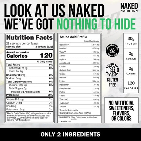 NAKED NUTRITION - Naked Whey Isolate Protein Grass-Fed Protein Unflavored 907Gr. - The Red Vitamin MX - Suplementos Alimenticios - {{ shop.shopifyCountryName }}
