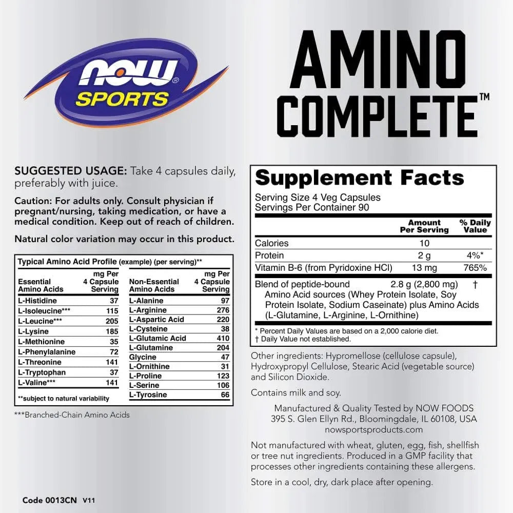 NOW SPORTS - NOW Sports Nutrition Amino Complete 360 Capsulas - The Red Vitamin MX - Suplementos Alimenticios - {{ shop.shopifyCountryName }}