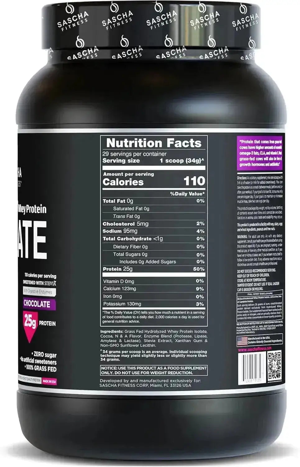 SASCHA FITNESS - SASCHA FITNESS Hydrolyzed Whey Protein Isolate Grass-Fed Chocolate 986Gr. - The Red Vitamin MX - Suplementos Alimenticios - {{ shop.shopifyCountryName }}