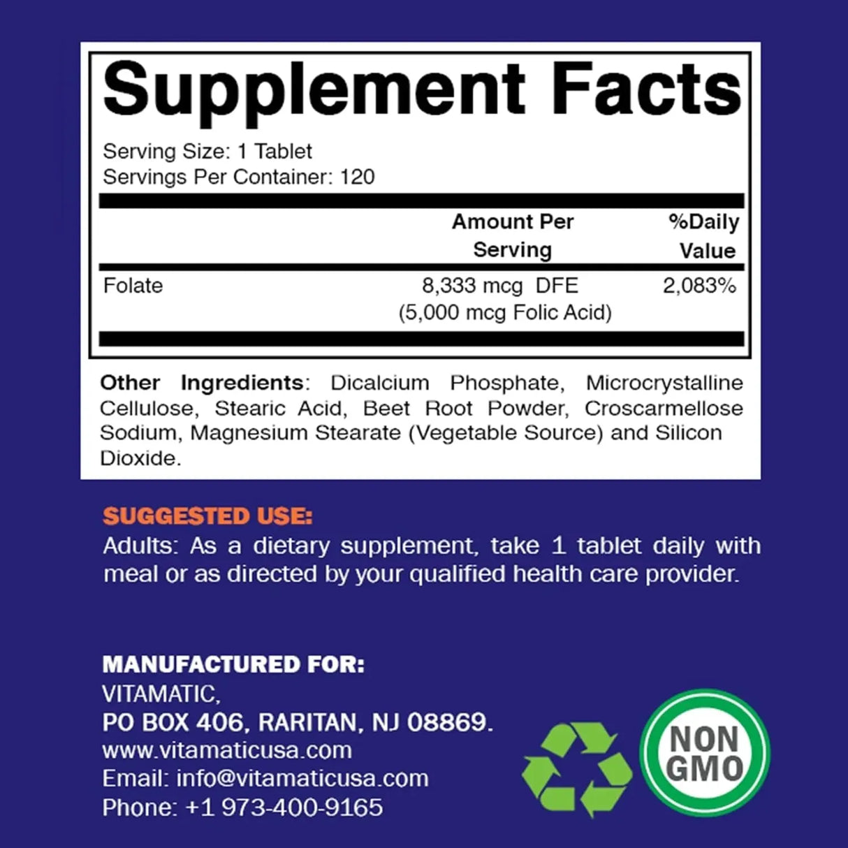 VITAMATIC - Vitamatic Folic Acid 5Mg. 120 Tabletas 2 Pack - The Red Vitamin MX - Suplementos Alimenticios - {{ shop.shopifyCountryName }}