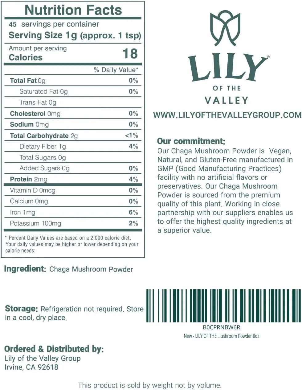 LILY OF THE VALLEY - LILY OF THE VALLEY Chaga Mushroom Powder 226Gr. - The Red Vitamin MX - Suplementos Alimenticios - {{ shop.shopifyCountryName }}