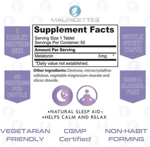MAURICETTES - Mauricettes Natural Melatonin 3Mg. 50 Tabletas Masticables - The Red Vitamin MX - Suplementos Alimenticios - {{ shop.shopifyCountryName }}
