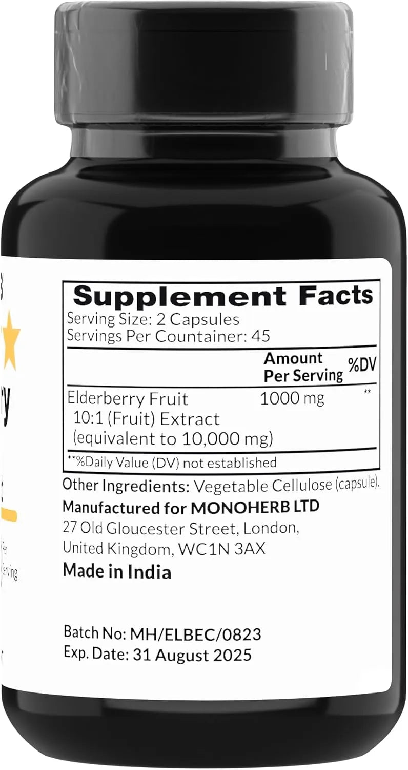 MONOHERB - Monoherb Elderberry Fruit Extract 1000Mg. 90 Capsulas - The Red Vitamin MX - Suplementos Alimenticios - {{ shop.shopifyCountryName }}