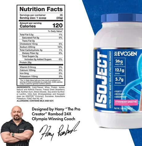 EVOGEN - Evogen Isoject Whey Isolate Protein Strawberry 858Gr. - The Red Vitamin MX - Suplementos Alimenticios - {{ shop.shopifyCountryName }}