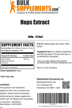 BULK SUPPLEMENTS - Bulk Supplements Hops Extract Powder 500Gr. - The Red Vitamin MX - Suplementos Alimenticios - {{ shop.shopifyCountryName }}