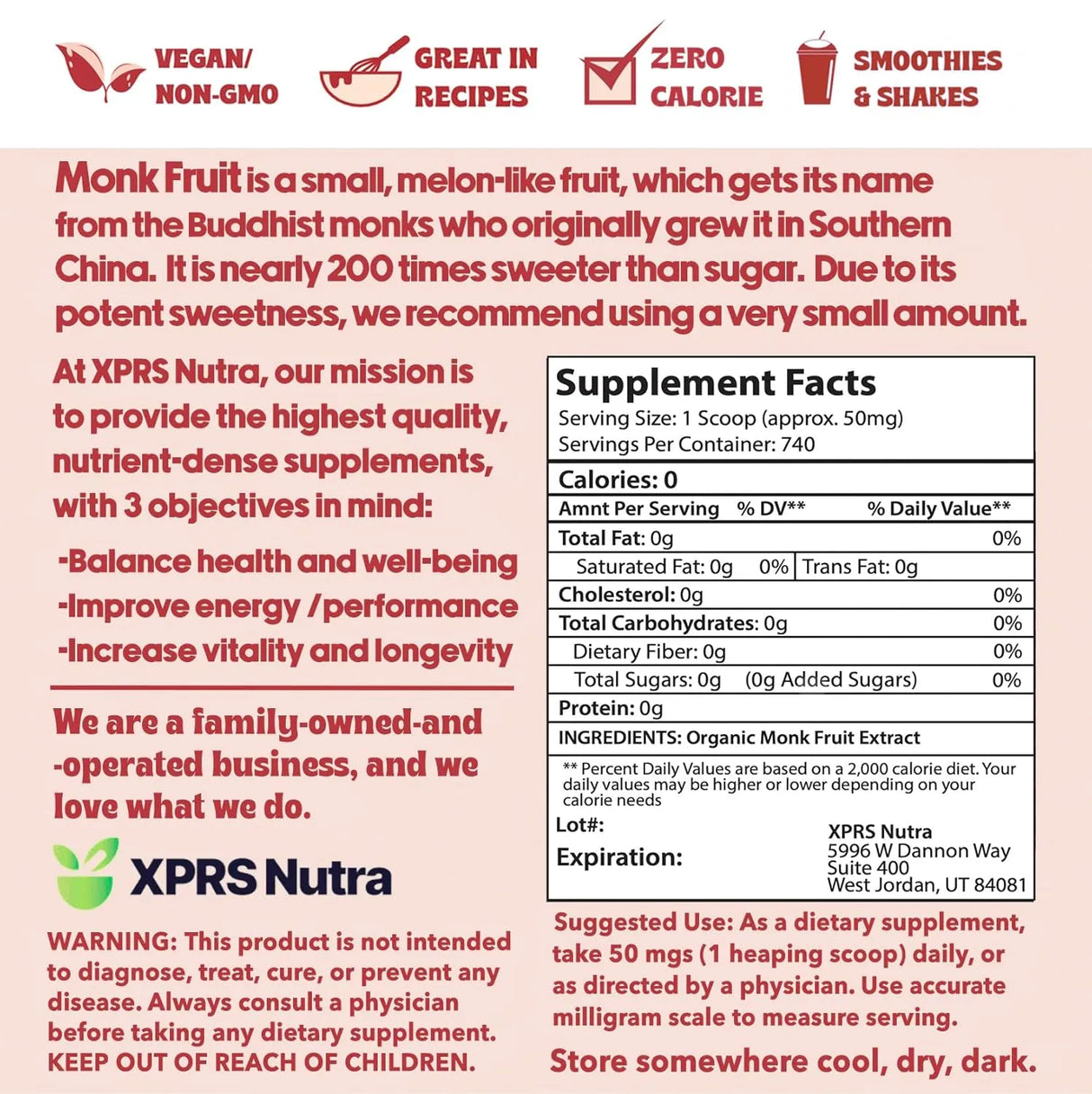 XPRS NUTRA - XPRS Nutra Monk Fruit Extract Powder 37Gr. - The Red Vitamin MX - Suplementos Alimenticios - {{ shop.shopifyCountryName }}