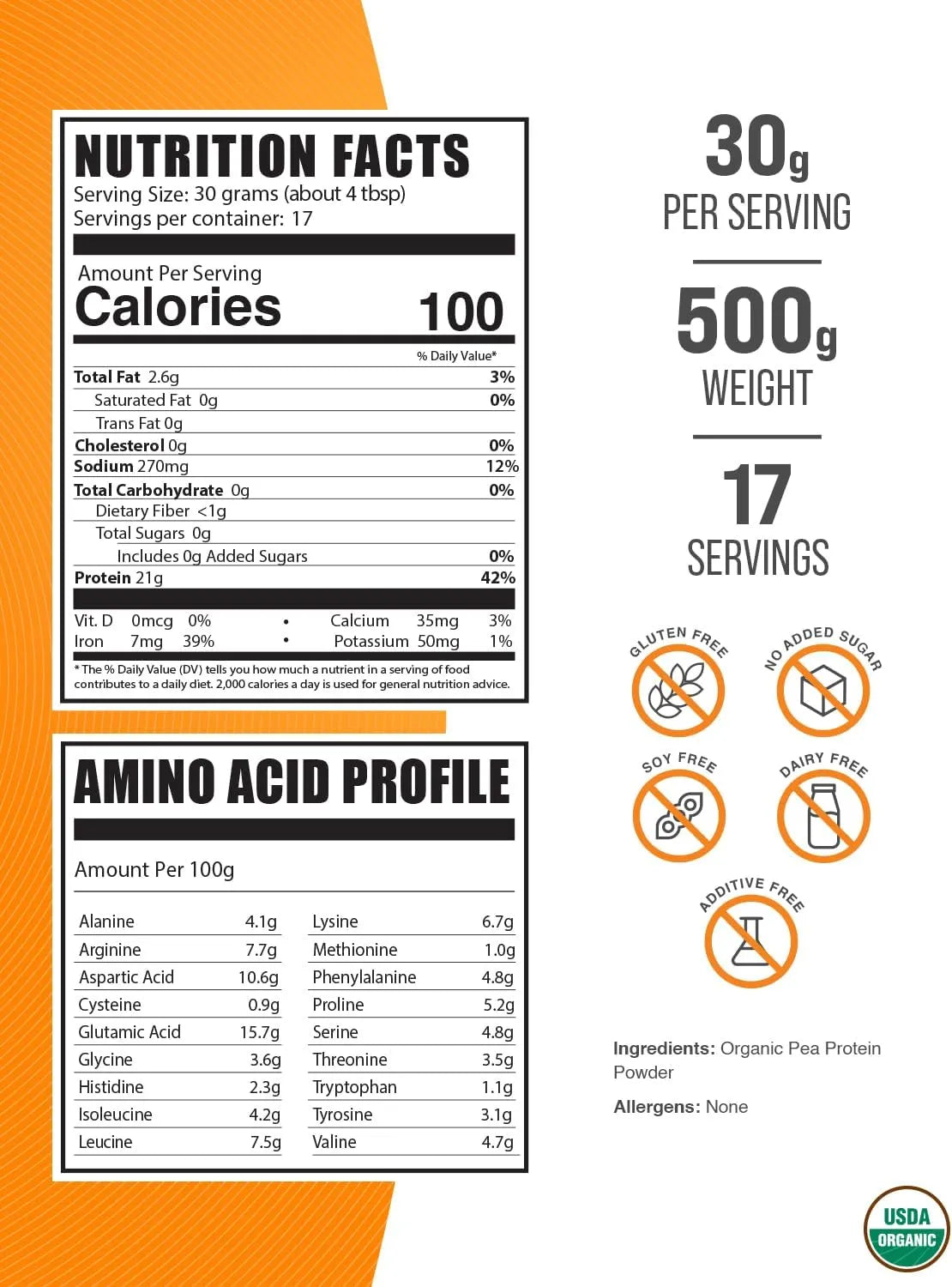 BULK SUPPLEMENTS - Bulk Supplements Organic Pea Protein Powder 500Gr. - The Red Vitamin MX - Suplementos Alimenticios - {{ shop.shopifyCountryName }}