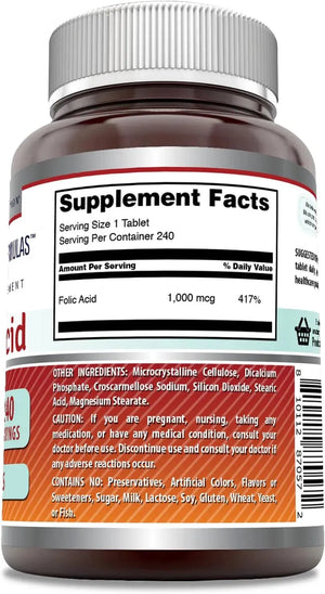 AMAZING FORMULAS - Amazing Formulas Folic Acid 1000mcg 240 Tabletas - The Red Vitamin MX - Suplementos Alimenticios - {{ shop.shopifyCountryName }}