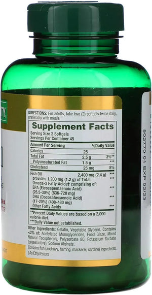 NATURE'S BOUNTY - Nature's Bounty Fish Oil 2400Mg. 90 Capsulas Blandas - The Red Vitamin MX - Suplementos Alimenticios - {{ shop.shopifyCountryName }}