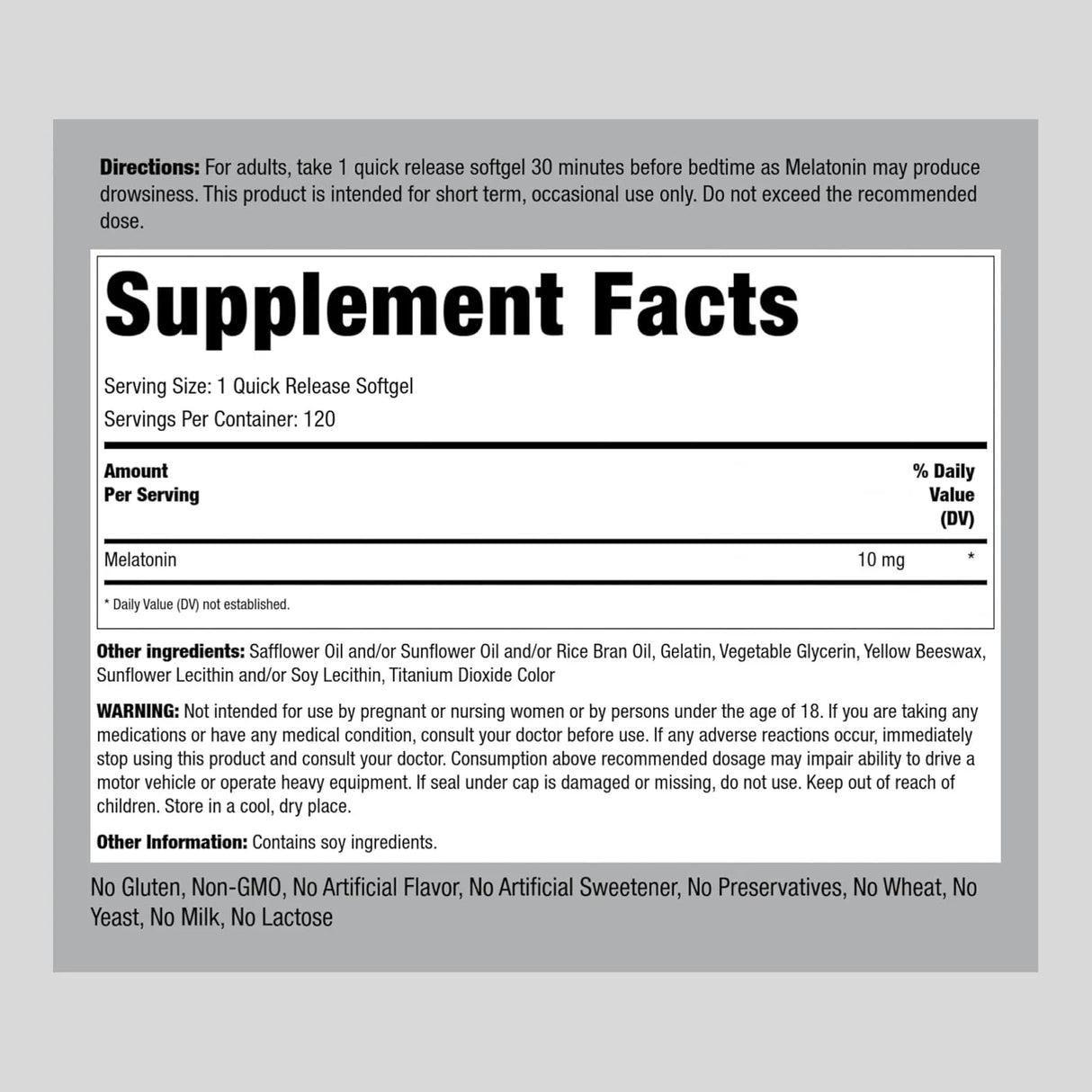 PIPING ROCK - Piping Rock Melatonin 10Mg. 120 Capsulas Blandas - The Red Vitamin MX - Suplementos Alimenticios - {{ shop.shopifyCountryName }}