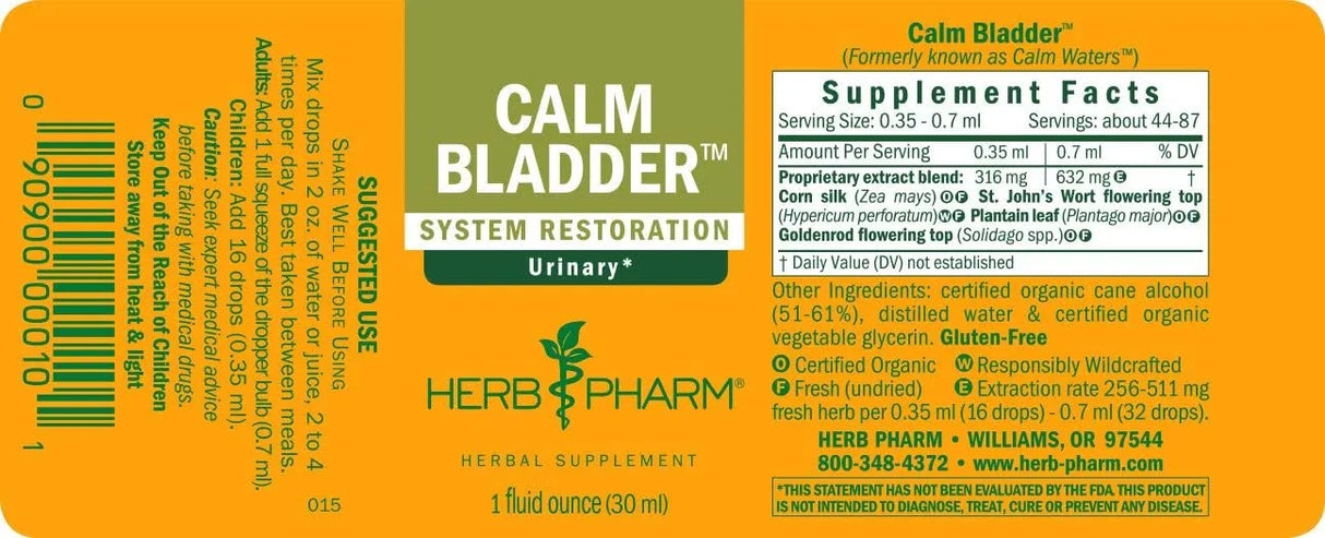 HERB PHARM - Herb Pharm Calm Bladder Liquid Formula for Urinary System Support 1 Fl.Oz. - The Red Vitamin MX - Suplementos Alimenticios - {{ shop.shopifyCountryName }}