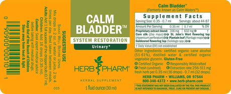 HERB PHARM - Herb Pharm Calm Bladder Liquid Formula for Urinary System Support 1 Fl.Oz. - The Red Vitamin MX - Suplementos Alimenticios - {{ shop.shopifyCountryName }}