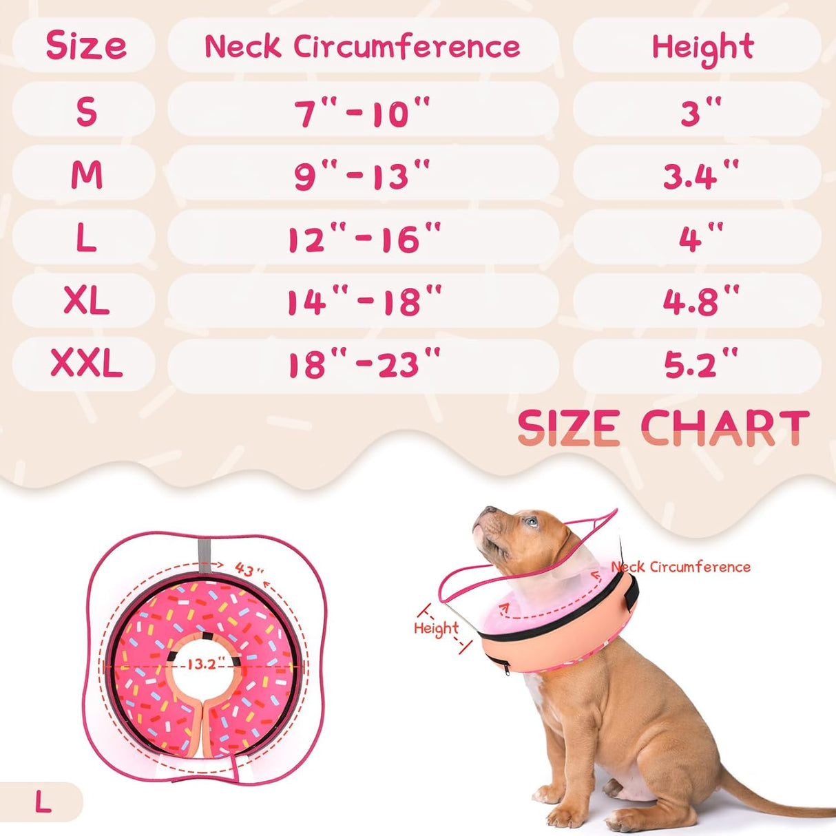 Supet Raised Inflatable Dog Cone Collar LARGE