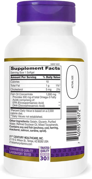 21ST CENTURY - 21st Century Fish Oil 1000Mg. 120 Capsulas Blandas - The Red Vitamin MX - Suplementos Alimenticios - {{ shop.shopifyCountryName }}