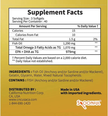SPOONFUL - Spoonful Mini Omega 3 Fish Oil 1290Mg. 120 Mini Capsulas Blandas - The Red Vitamin MX - Suplementos Alimenticios - {{ shop.shopifyCountryName }}