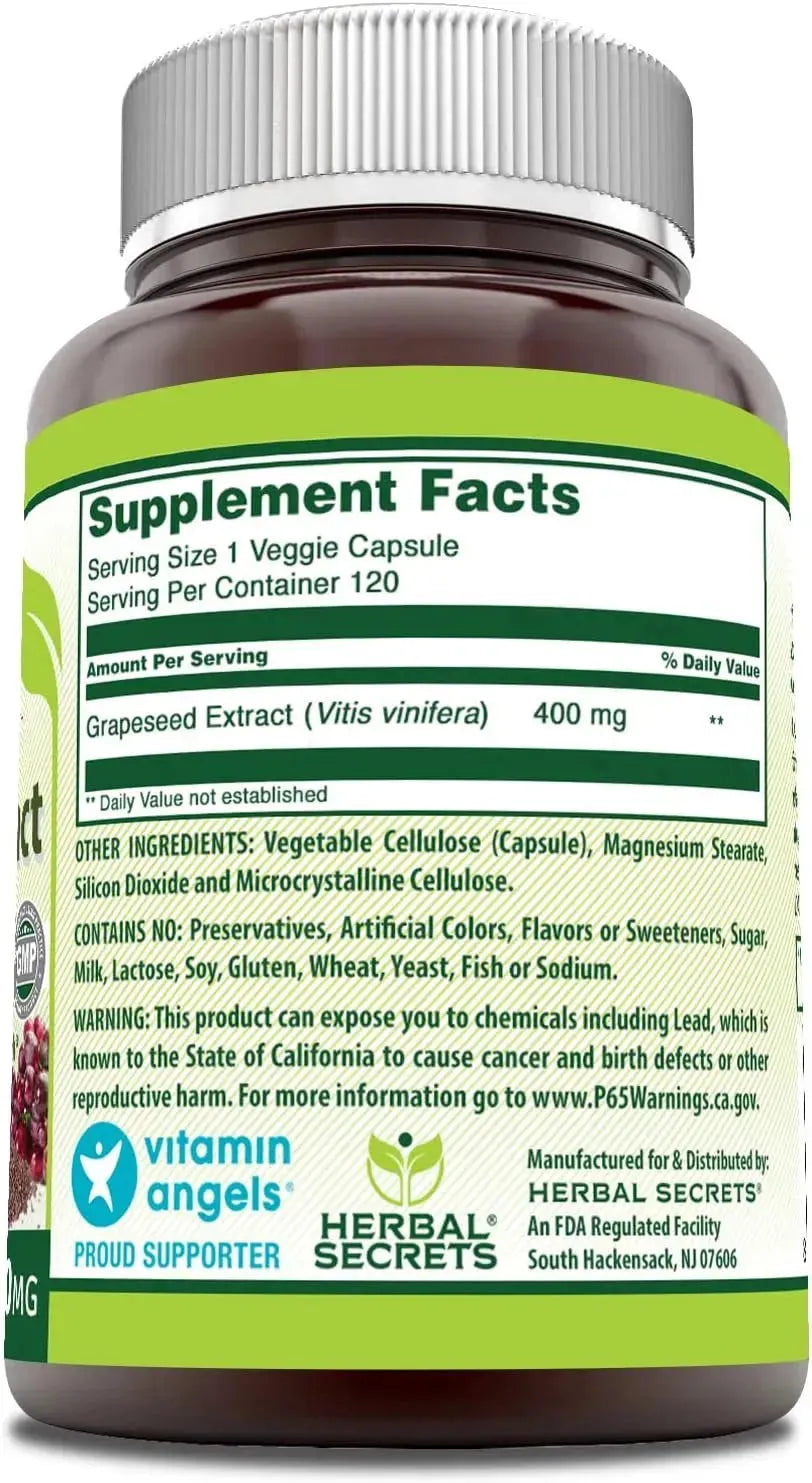 HERBAL SECRETS - Herbal Secrets Grapeseed Extract 400Mg. 120 Capsulas - The Red Vitamin MX - Suplementos Alimenticios - {{ shop.shopifyCountryName }}