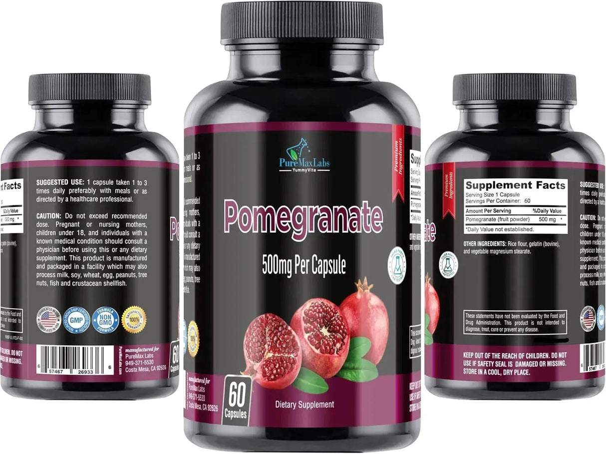 PUREMAX LABS - PureMax Labs Pomegranate 500Mg. 60 Capsulas - The Red Vitamin MX - Suplementos Alimenticios - {{ shop.shopifyCountryName }}