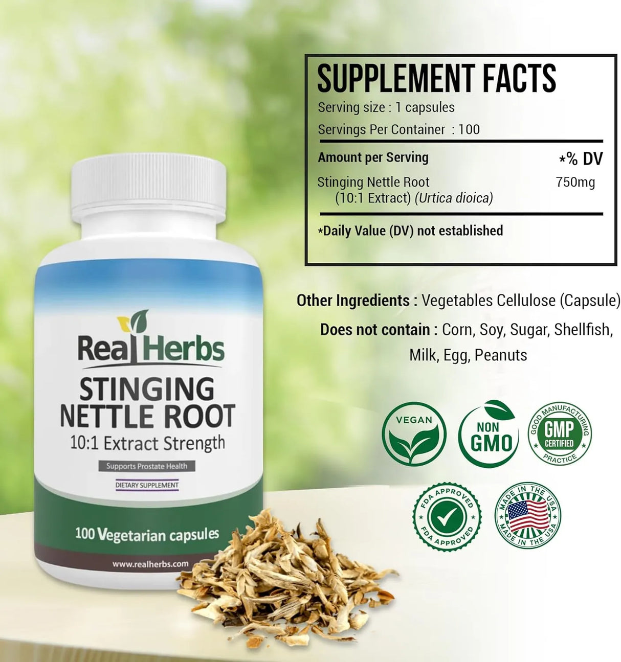 REAL HERBS - Real Herbs Stinging Nettle Root Extract 7500Mg. 100 Capsulas - The Red Vitamin MX - Suplementos Alimenticios - {{ shop.shopifyCountryName }}