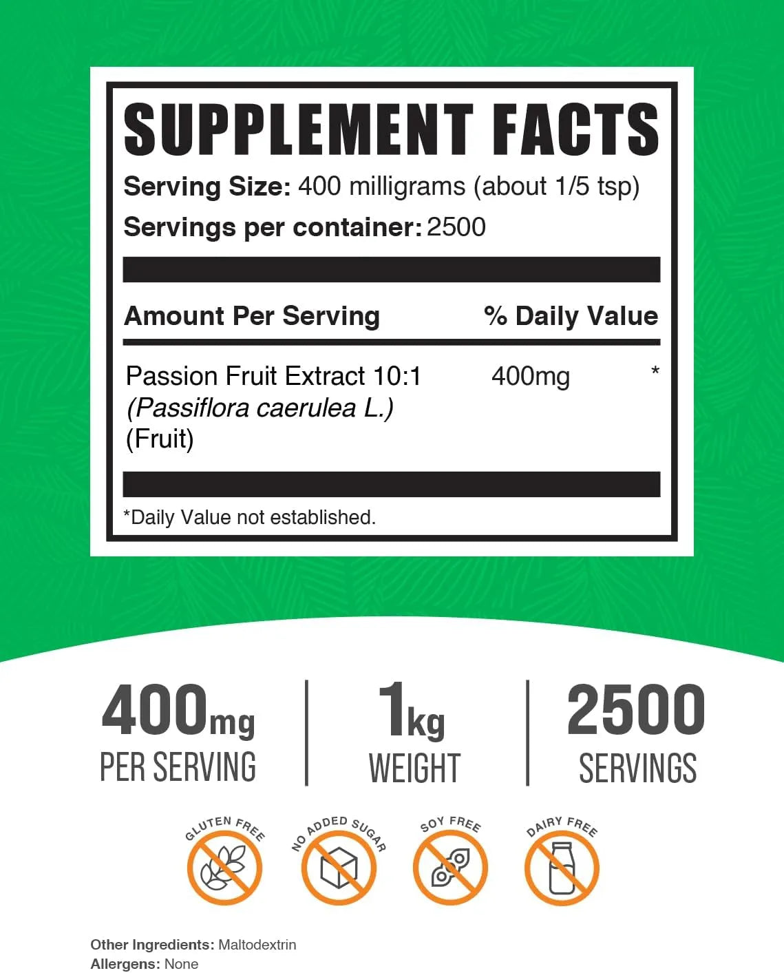BULK SUPPLEMENTS - Bulk Supplements Passion Fruit Extract Powder 1 Kg. - The Red Vitamin MX - Suplementos Alimenticios - {{ shop.shopifyCountryName }}