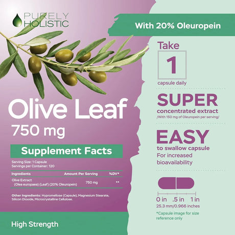 PURELY HOLISTIC - Purely Holistic Olive Leaf Extract 750Mg. 120 Capsulas - The Red Vitamin MX - Suplementos Alimenticios - {{ shop.shopifyCountryName }}