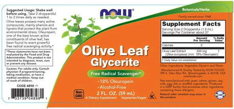 NOW SUPPLEMENTS - NOW Foods Supplements Olive Leaf Glycerite Liquid 2 Fl.Oz. - The Red Vitamin MX - Suplementos Alimenticios - {{ shop.shopifyCountryName }}