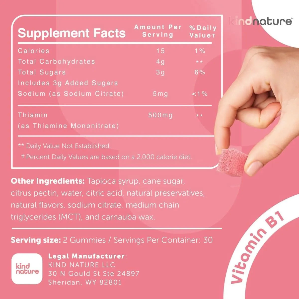 KIND NATURE - Kind Nature Vitamin B1 Gummies 500Mg. 60 Gomitas - The Red Vitamin MX - Suplementos Alimenticios - {{ shop.shopifyCountryName }}