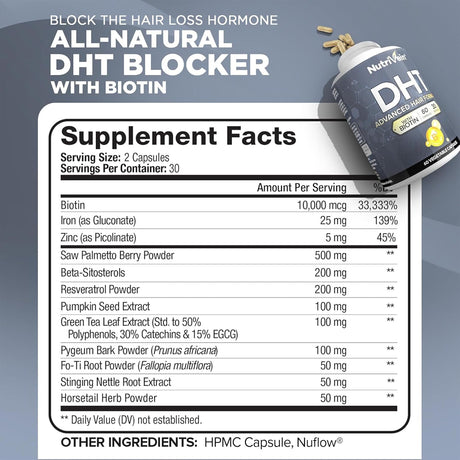 Nutrivein DHT Blocker with Biotin 60 Capsulas