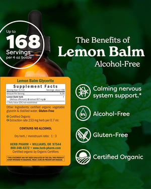 HERB PHARM - Herb Pharm Certified Organic Lemon Balm Liquid Extract 120Ml. - The Red Vitamin MX - Suplementos Alimenticios - {{ shop.shopifyCountryName }}