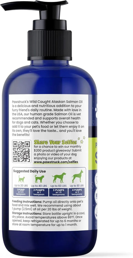 PAWSTRUCK - Pawstruck Pure Human-Grade Wild Alaskan Salmon Oil for Dogs & Cats 8 Fl.Oz. - The Red Vitamin MX - Aceite De Pescado Para Perros - {{ shop.shopifyCountryName }}